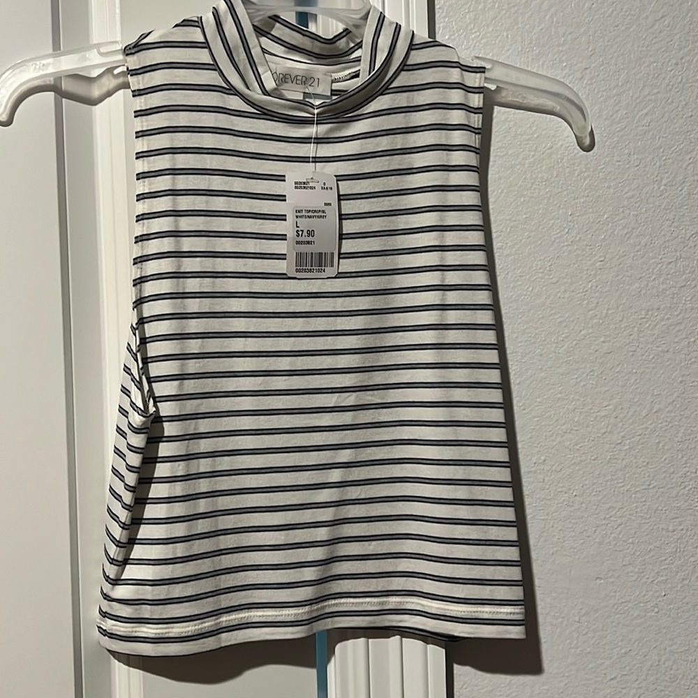 White and Black Stripe Tank